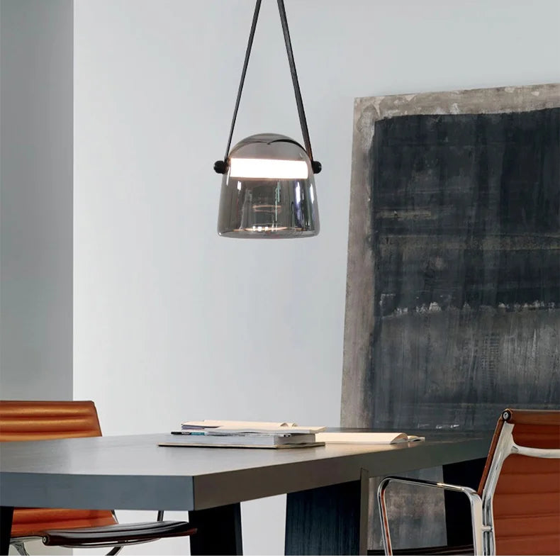 Helena Art Deco Leather LED Chandelier