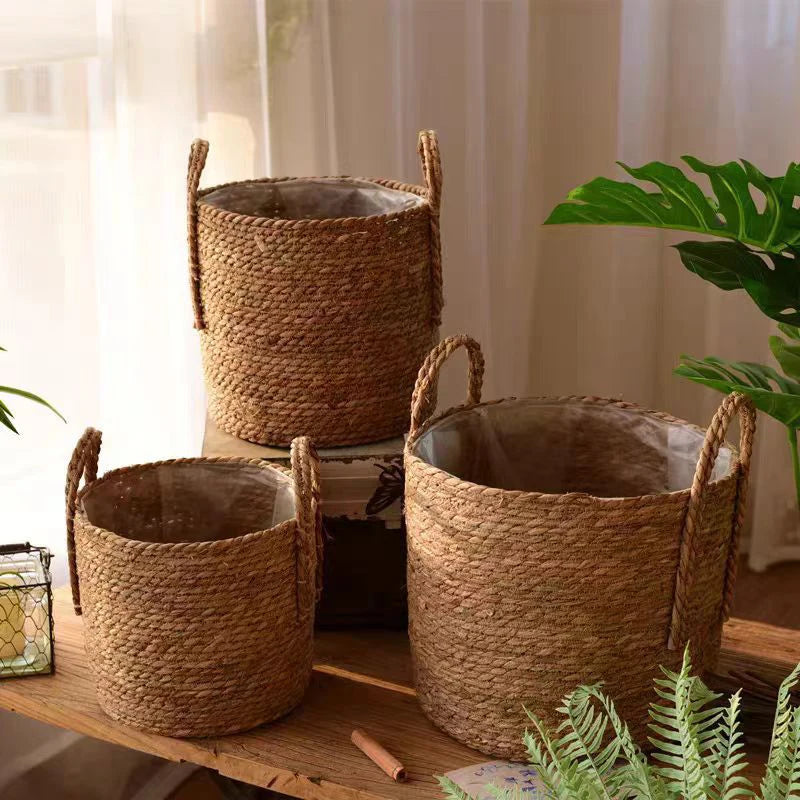 Linden Handwoven Straw Planter
