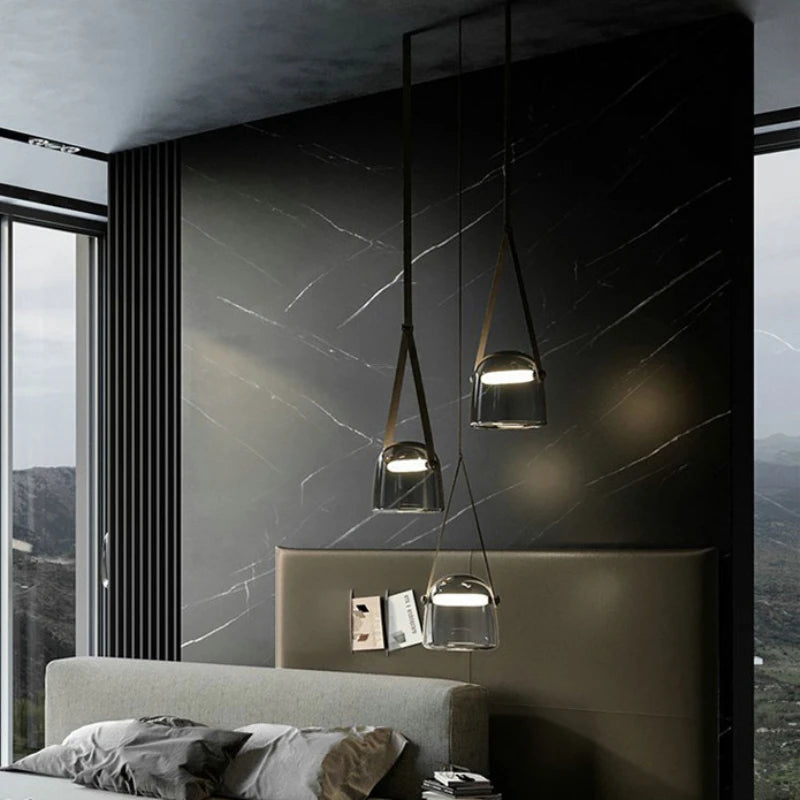Helena Art Deco Leather LED Chandelier