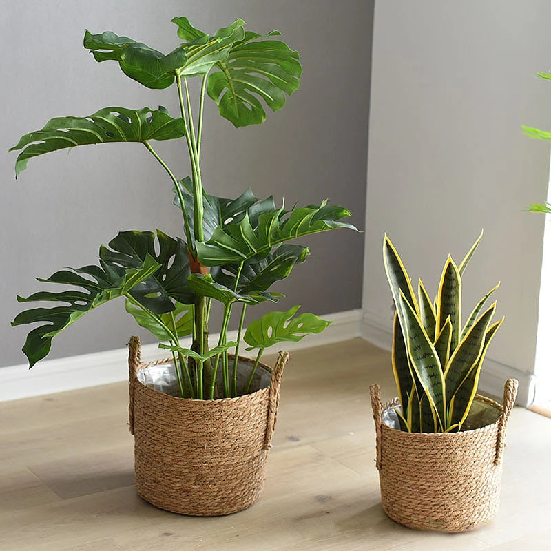 Linden Handwoven Straw Planter