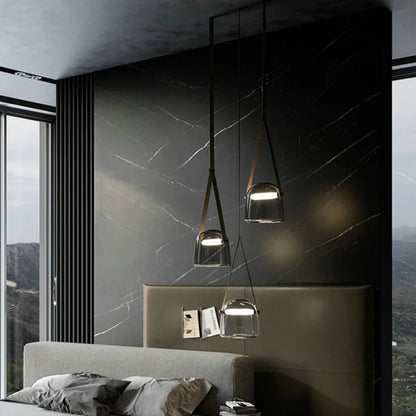 Helena Art Deco Leather LED Chandelier