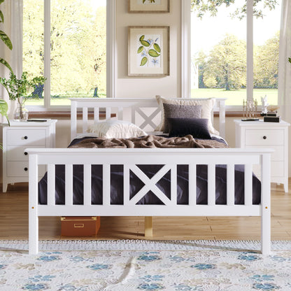 Sigrid Pine Wood Bed Frame with X-Headboard